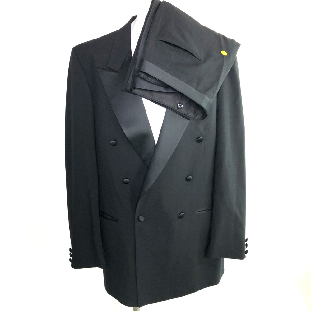 Givenchy VTG Double Breasted 44L? Tuxedo Suit (Fit 39W 33L) Black PLS READ FADED